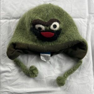 Kids Green Fuzzy Character Earflap Hat